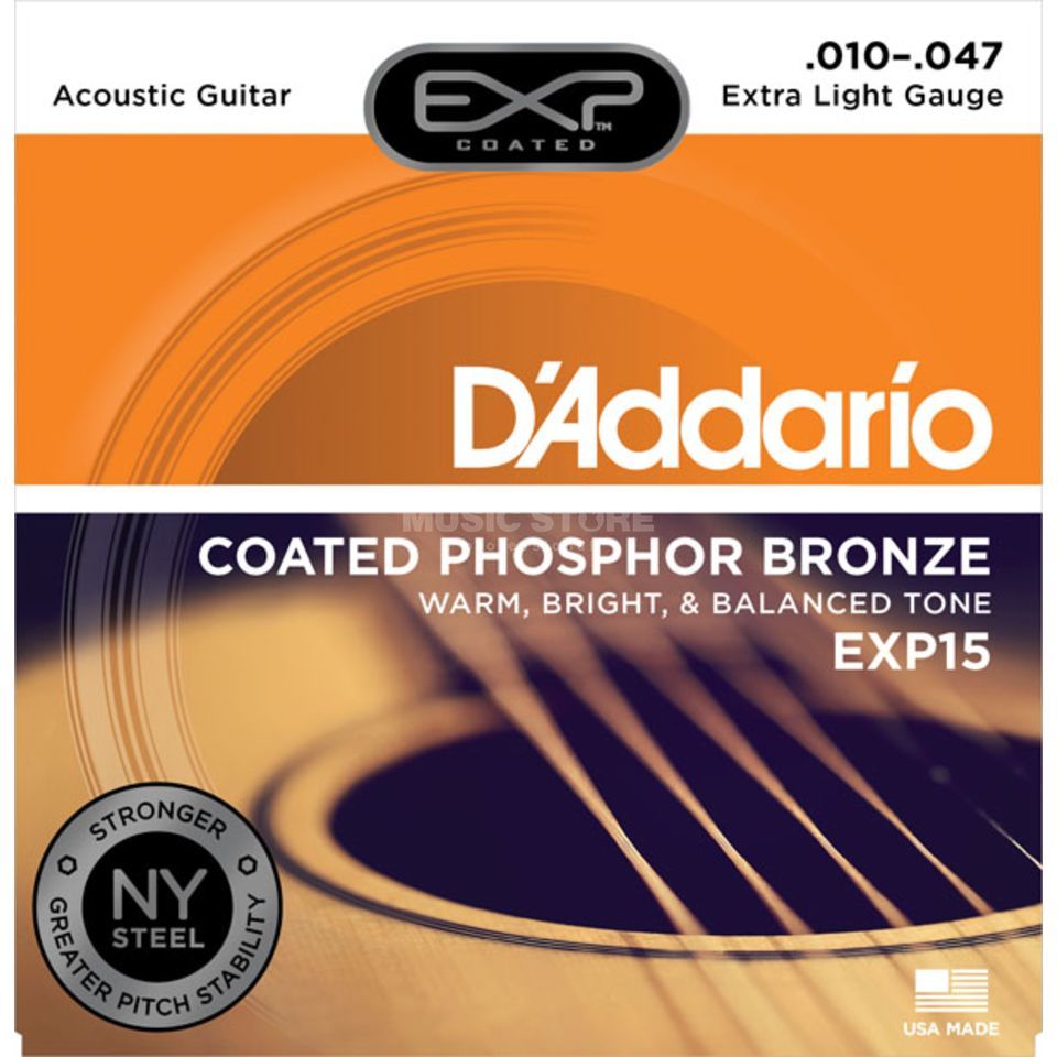 D'ADDARIO EXP15 - COATED PHOSPHOR BRONZE Acoustic Guitar Strings