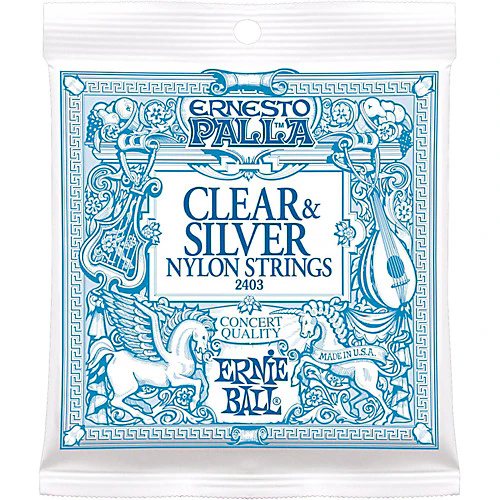 ERNIE BALL 2403 - ERNESTO PALLA CLEAR & SILVER NYLON Classical Guitar Strings