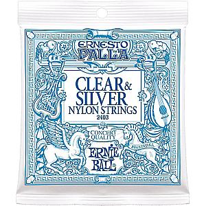 ERNIE BALL 2403 - ERNESTO PALLA CLEAR & SILVER NYLON Classical Guitar Strings