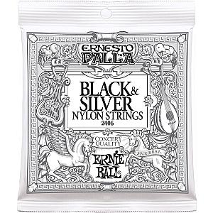 ERNIE BALL 2406 - ERNESTO PALLA BLACK & SILVER NYLON Classical Guitar Strings
